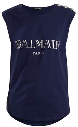 Balmain Logo-print cotton-jersey tank top