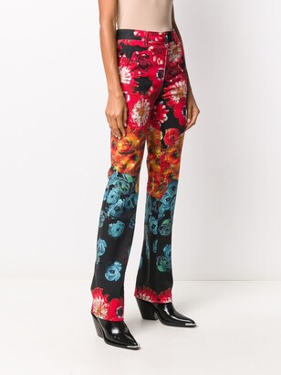 Just Cavalli Floral Print High-Rise Bootcut Jeans