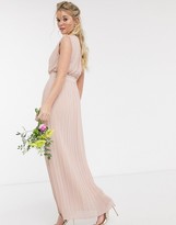 Thumbnail for your product : Y.A.S pleated maxi dress with deep v neck in pink