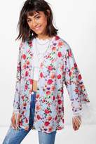 Thumbnail for your product : boohoo Cynthia Floral Stripe Print Kimono