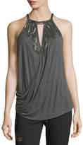 Haute Hippie Hippie Trails Sleeveless Draped Top with Embellishments