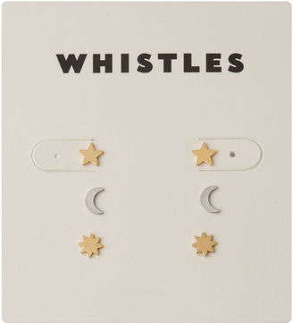 Whistles Star And Moon Stud Pack