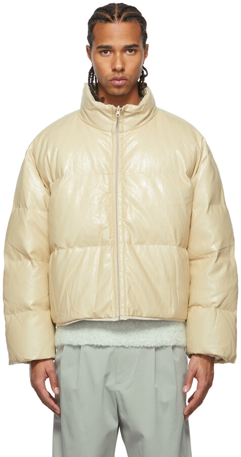 leather puffer jacket men