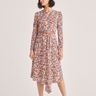 Paisie Floral Dress With Belt In Pink