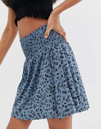 Ichi leopard print pleated skirt