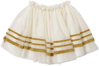 Billieblush Glittered Striped Stretch Tulle Skirt