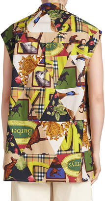 Burberry Hen Printed Sleeveless Button-Front Blouse