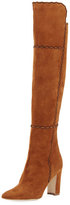 Thumbnail for your product : Manolo Blahnik Rubiohi Stitched Suede Knee Boot, Brown