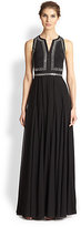Thumbnail for your product : Rebecca Taylor Slit-Neck Silk Gown