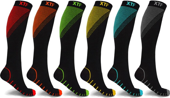 Extreme Fit Compression Knee High Socks for Men and Women Knee High, 6 Pack