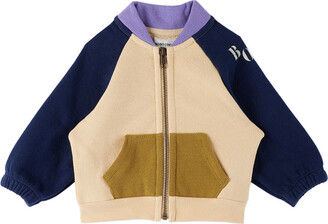 Bobo Choses Baby Beige & Navy Color Block Zip-Up Sweater