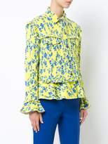 Thumbnail for your product : Preen Line floral print denim jacket with frill trim