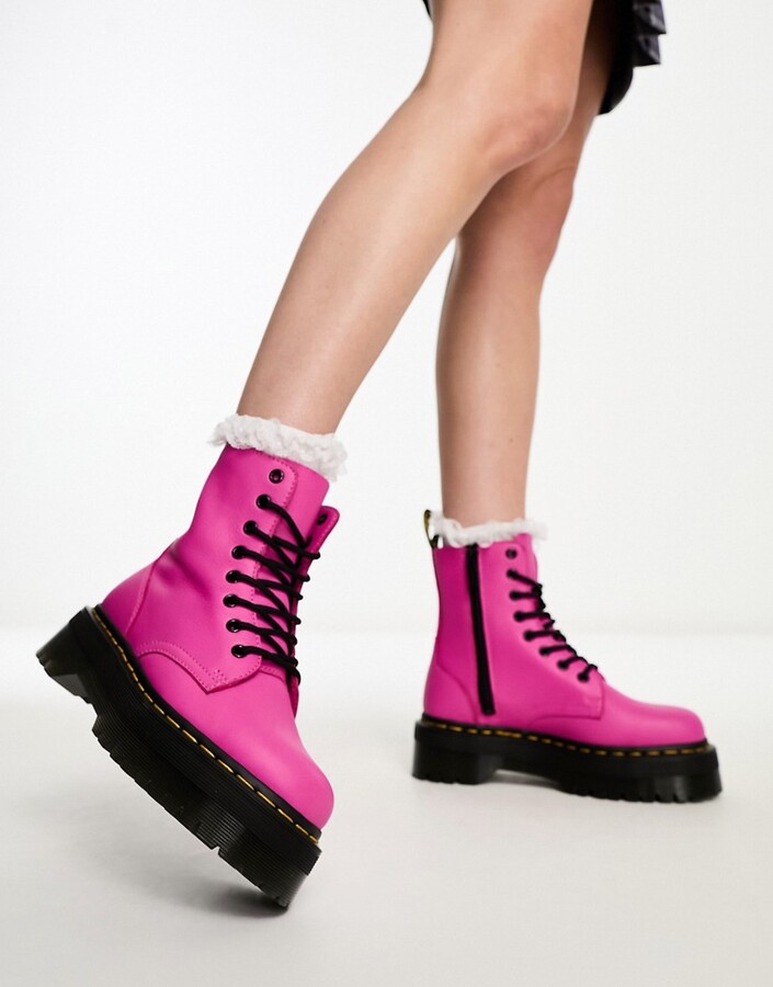 Dr. Martens Jadon platform 8 boots in thrift pink pisa leather - ShopStyle
