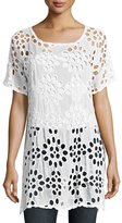 Thumbnail for your product : Johnny Was Lalla Long Eyelet Tunic, White, Plus Size