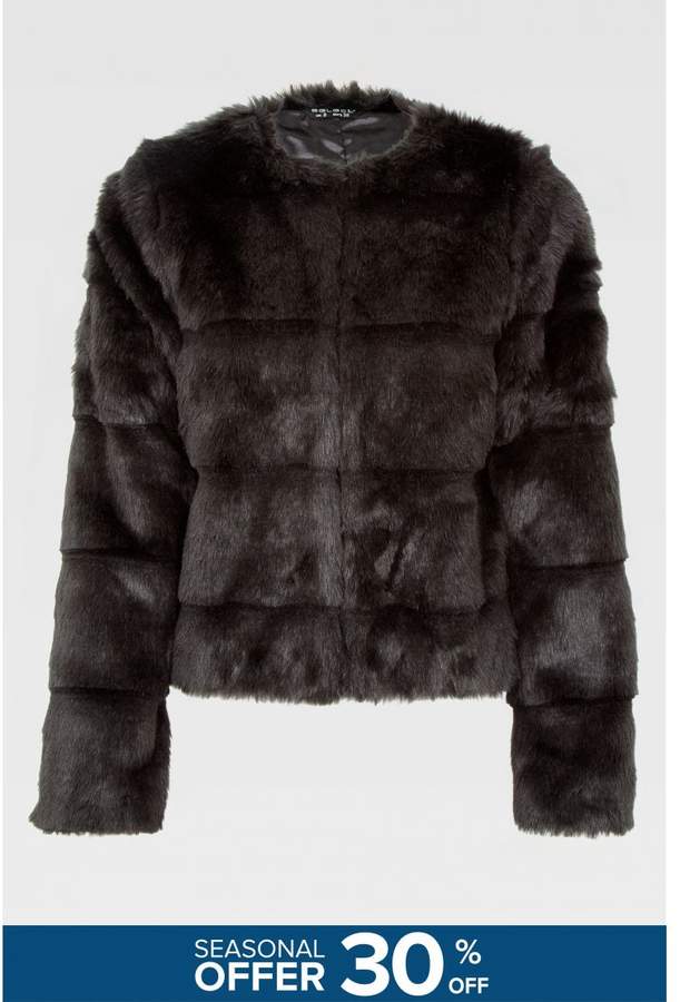 select black fur coat