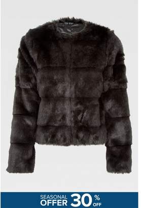 Select Fashion Fashion Womens Black Ribbed Faux Fur Jacket - size 10 -  ShopStyle