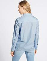 Thumbnail for your product : Marks and Spencer Pure Cotton Stretch Bib Detail Striped Shirt