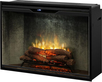 Dimplex Revillusion Built-In Electric Firebox Weathered Concrete Interior with Front Glass Panel