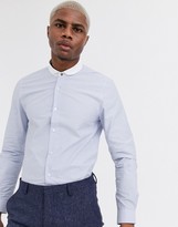Thumbnail for your product : Shelby & Sons slim penny collar shirt with blue and white stripe