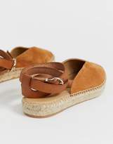 Thumbnail for your product : Office Faris tan suede espadrilles with ankle strap