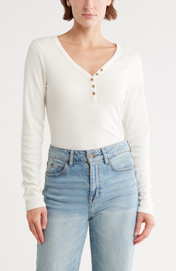 Melrose and Market Long Sleeve Henley