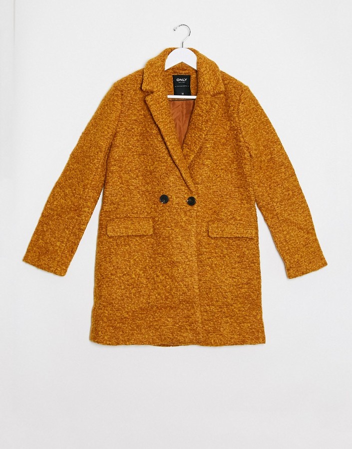 Only lally boucle wool coat in orange - ShopStyle