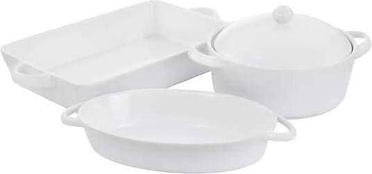 Gibson Elite Gracious Dining 4-Piece Bakeware Set in White
