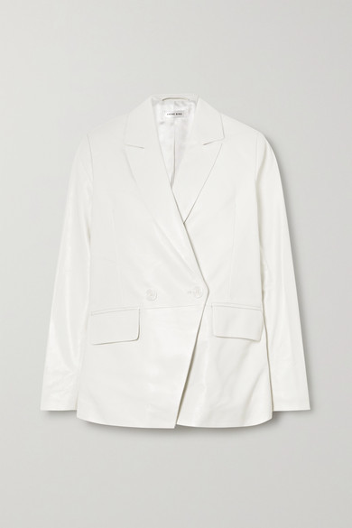 Anine Bing Grace Double-breasted Leather Blazer - White - ShopStyle
