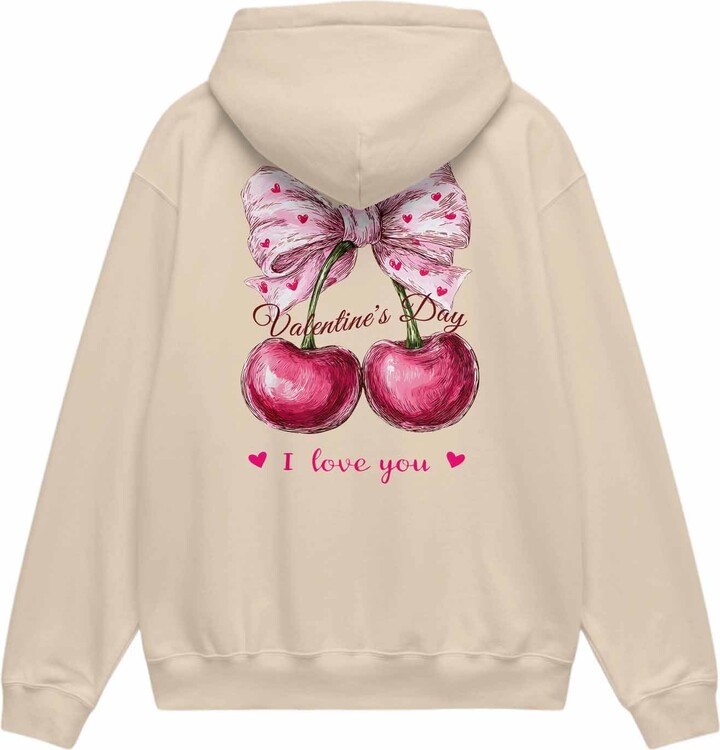 CaRoPaZyX Ship Next Day Hoodies for Women Men Valentine's Day Bow Cherry Printed in USA Unisex Sweatshirts Graphic Pullover