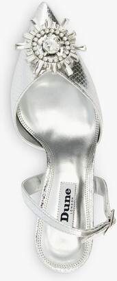 Dune Casis Brooch Embellished Slingback Heels, Silver