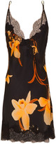 Thumbnail for your product : Carine Gilson Lace-trimmed Floral-print Silk-blend Chemise