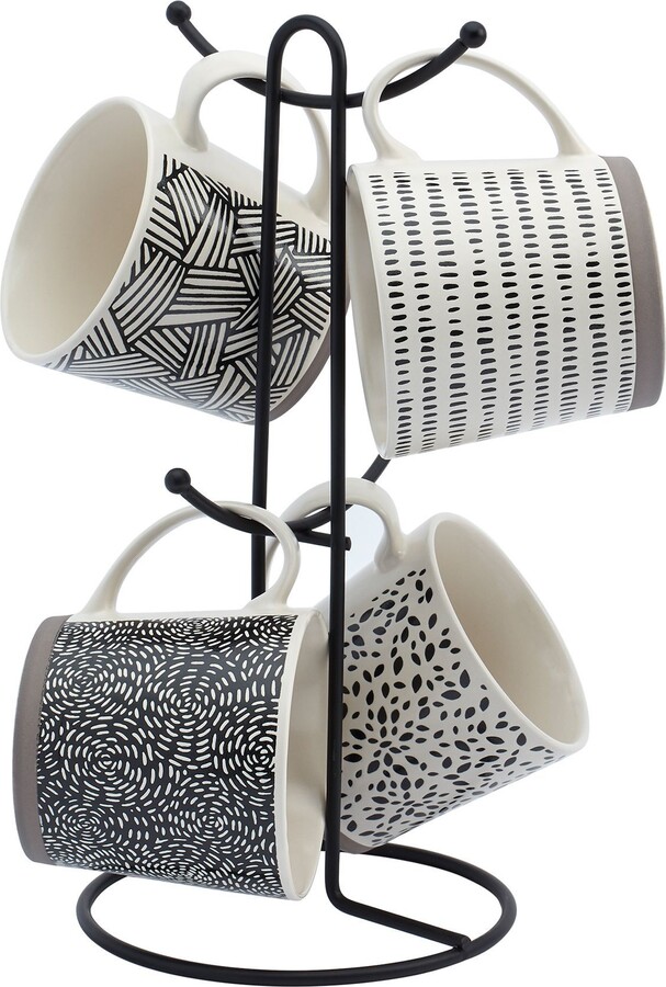 Tabletops Unlimited Tabletops Avenue 5-Pc 16-oz Black Wire Mug Tree Set