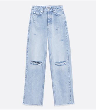 New Look Ripped High Rise Sinead Baggy Fit Jeans - Pale Blue