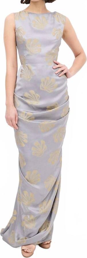 Dries Van Noten Danama Draped Cocktail Dress In Silver/gold