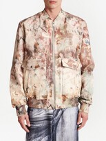 Thumbnail for your product : Balmain Painting-Print Leather Bomber Jacket