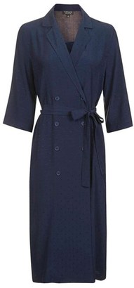 Topshop Women's Dot Jacquard Midi Wrap Dress