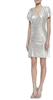 Thumbnail for your product : Laundry by Shelli Segal Short-Sleeve Faux-Wrap Metallic Dress
