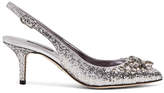 Dolce & Gabbana - Crystal-embellished Glittered Leather Slingback Pumps - Silver