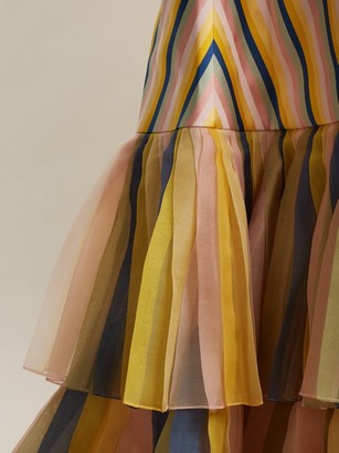 Carolina Herrera V-neck Striped Gown - Multi
