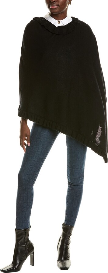 Sofia Cashmere Ruffle Trim Wool & Cashmere-Blend Poncho