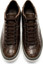 Thumbnail for your product : Jimmy Choo Brown Croc-Embossed Portman Sneakers