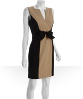 Thumbnail for your product : Calvin Klein camel and black colorblock sleevelees tie front dress