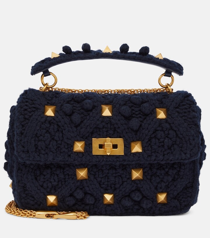 Valentino Garavani Roman Stud Large crocheted shoulder bag - ShopStyle