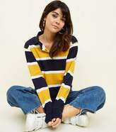 Thumbnail for your product : New Look Mustard Stripe Heart Logo Rugby Top