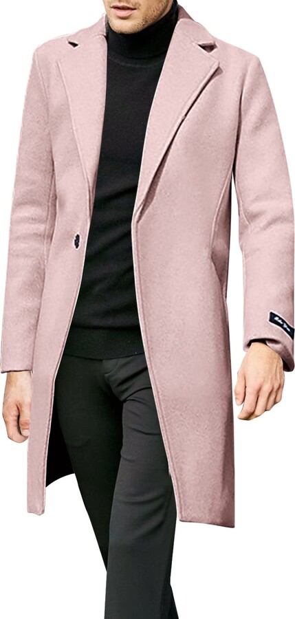 Harpily Slim Fit Trench Coat for Mens Woolen Overcoats Business Casual  Smart Cardigan Parka Jacket Warm Fleece Peacoat Autumn And Winter Long  Sleeve Outerwear Parka Coats for Men Plus Size - ShopStyle