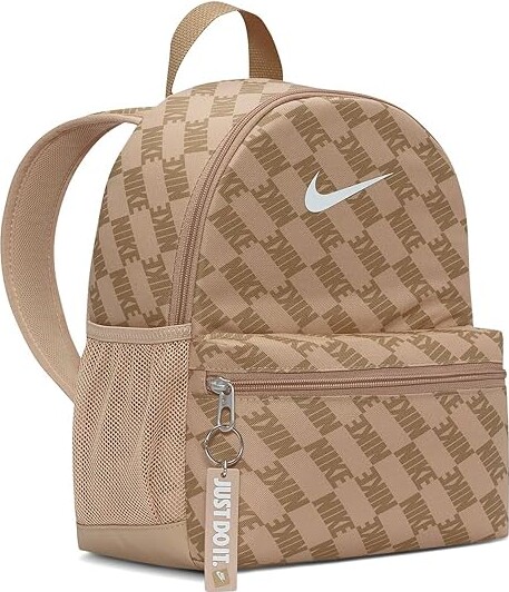 Nike Kids Brasilia Just Do It All Over Print Mini Backpack (11L) (Little Kid/Big Kid) Backpack Bags Hemp/Beechtree/White, Polyester