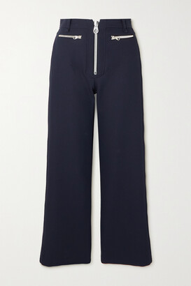 Meryll Rogge Zip-detailed Cotton-blend Gabardine Straight-leg Pants - Blue