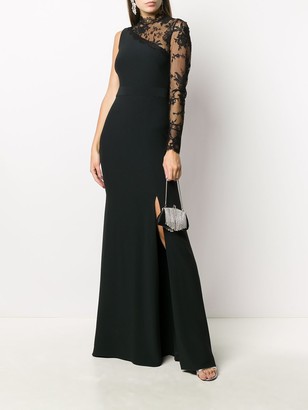 Alexander McQueen Single Lace Sleeve Evening Dress