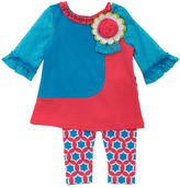 Thumbnail for your product : Counting Daisies 3-24 Months Flower-Appliqued Top Printed Leggings & Headband Set
