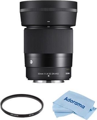 Sigma 30mm f/1.4 DC DN Contemporary Lens for Nikon Z Bundle with 52mm Multi Coated UV Filter, Microfiber Cleaning Cloth